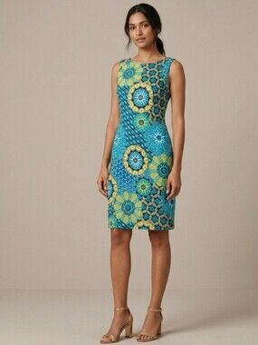 Joseph Ribkoff LDS Style #161672 Slip-On Cocktail Dress / Sz 4 / Turquoise